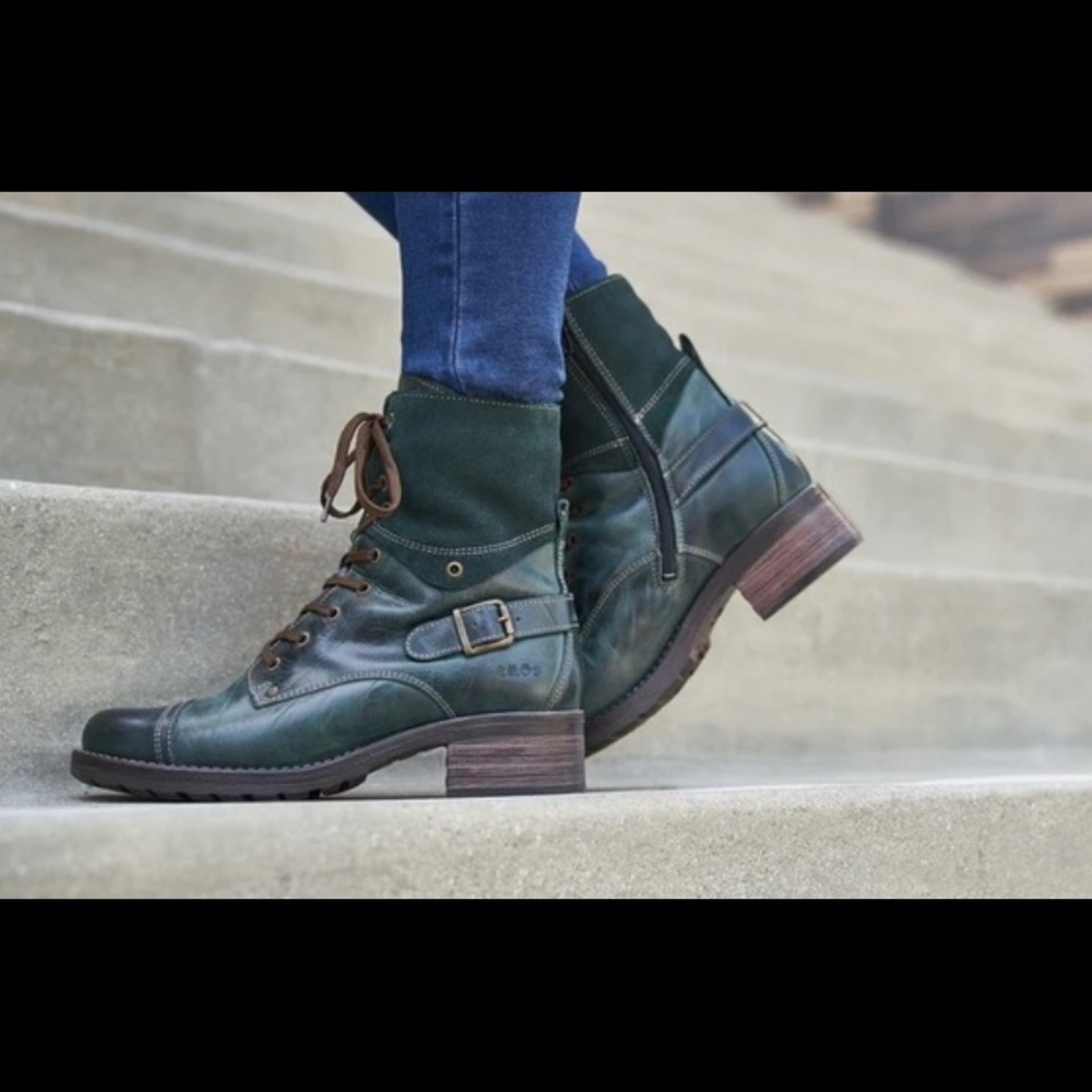 TAOS Teal Green Crave Utility Moto Buckle boots 40 9